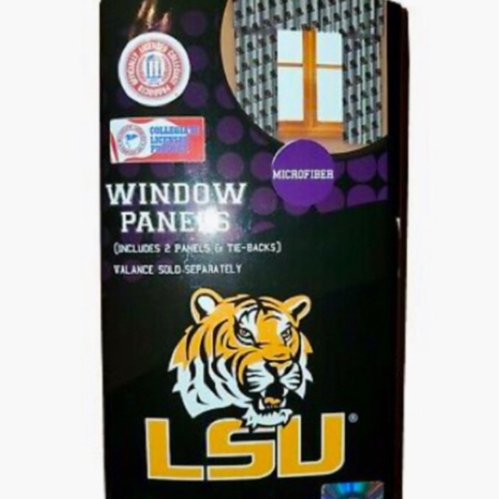 NWT LSU Curtains / Window Panels with Tiebacks PAIR 82 x 63